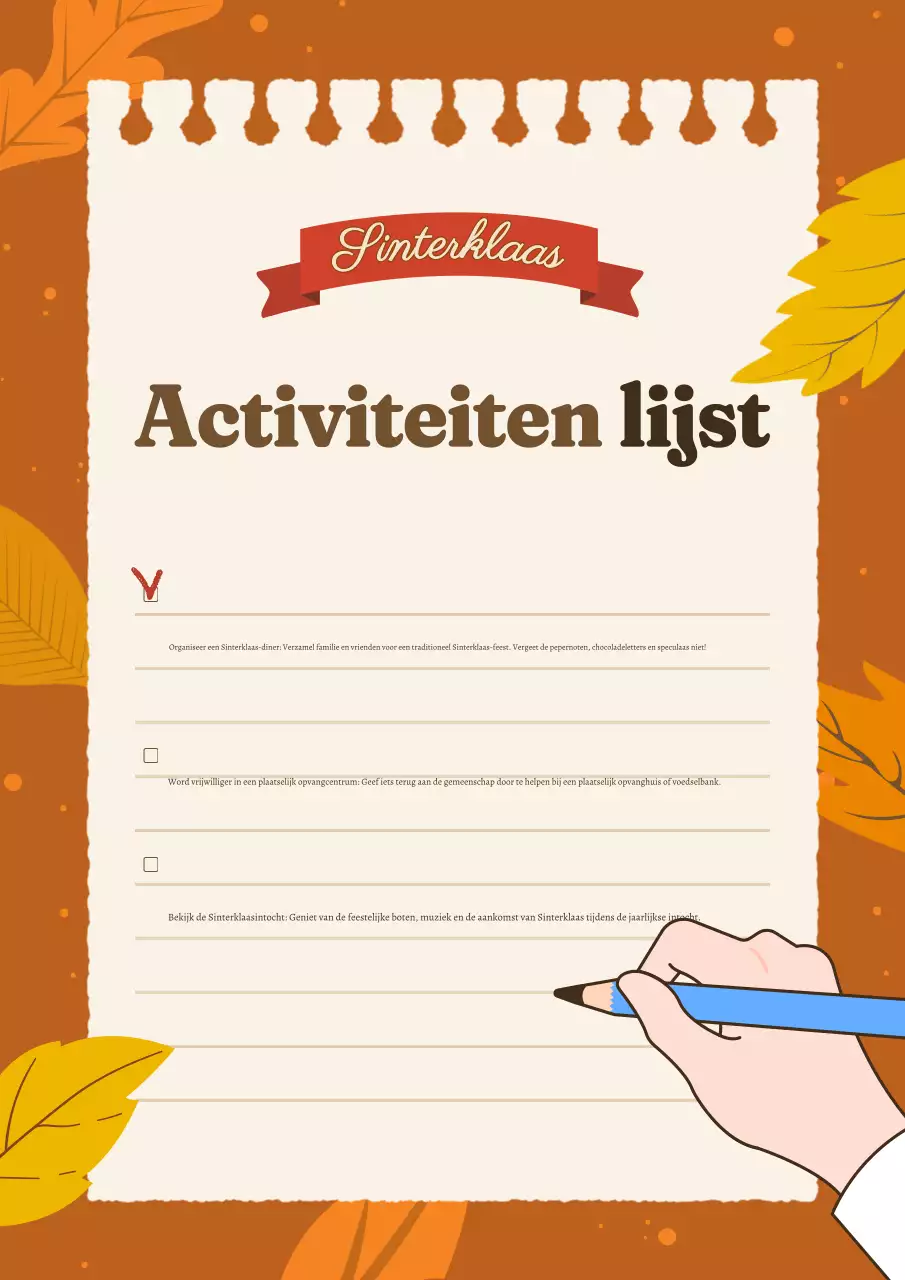 Oranje traditionele Thanksgiving checklist