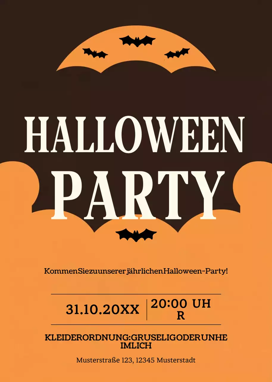 orangefarbene Retro-Halloween-Einladung