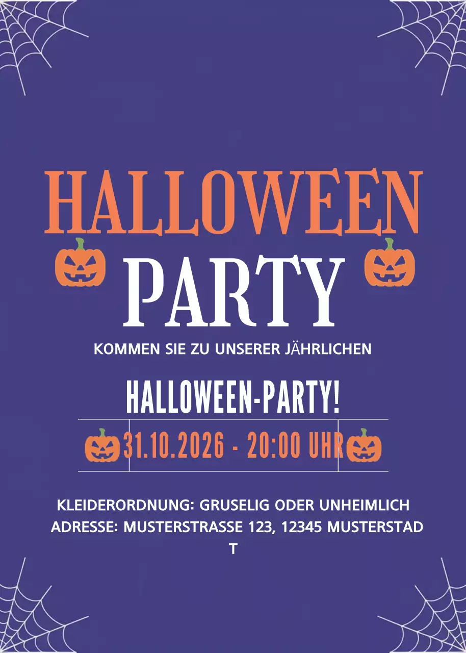 Lila Retro-Halloween-Einladung