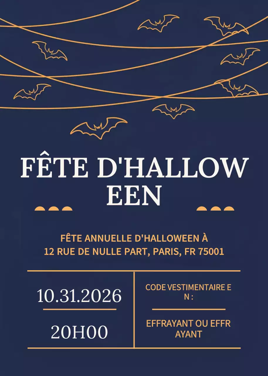 Invitation Halloween rétro marine