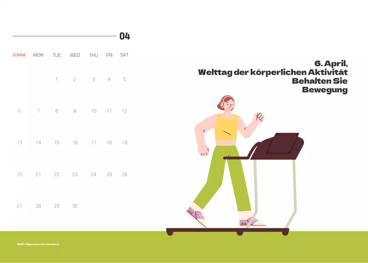 Ein festliches Krankenhaus mit Illustrationen zum Thema Gesundheit und Familie und farbenfrohen Akzenten