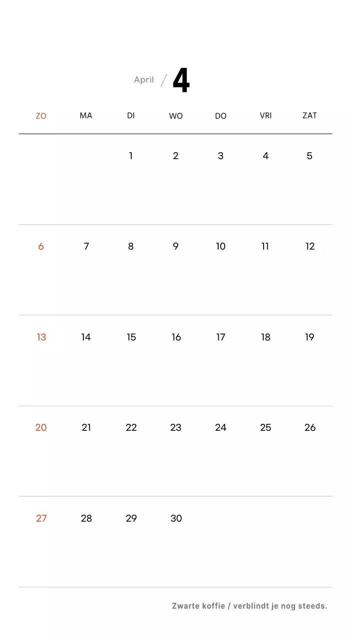 Eenvoudige bureaukalender met koffiefoto's voor cafés in witte tinten