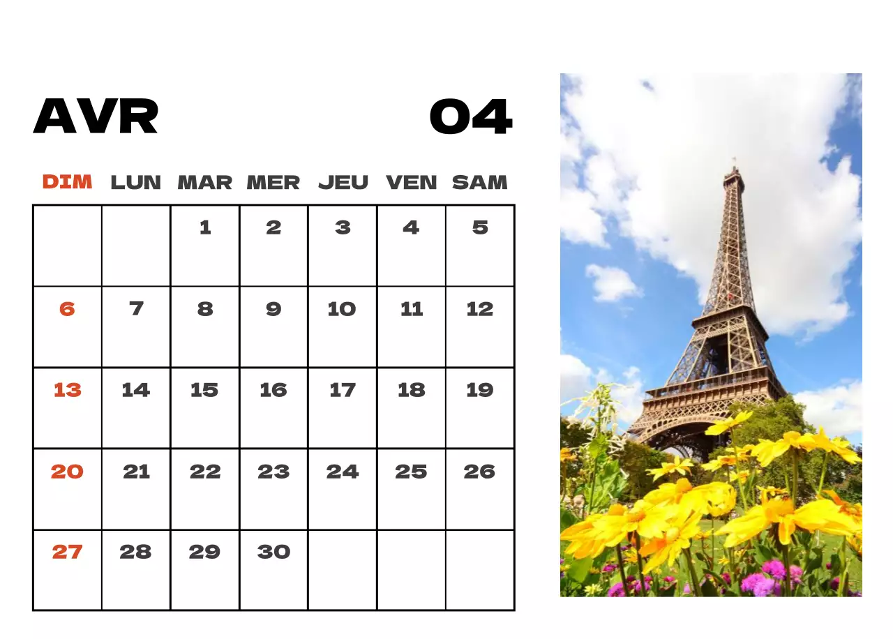 Calendrier de nettoyage des photos du ciel