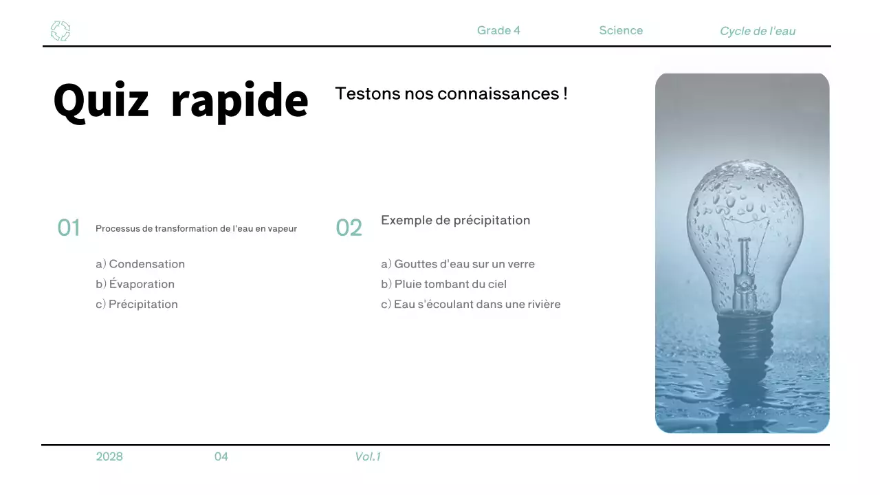 Matériel minimaliste bleu pour la classe de sciences de 4e année