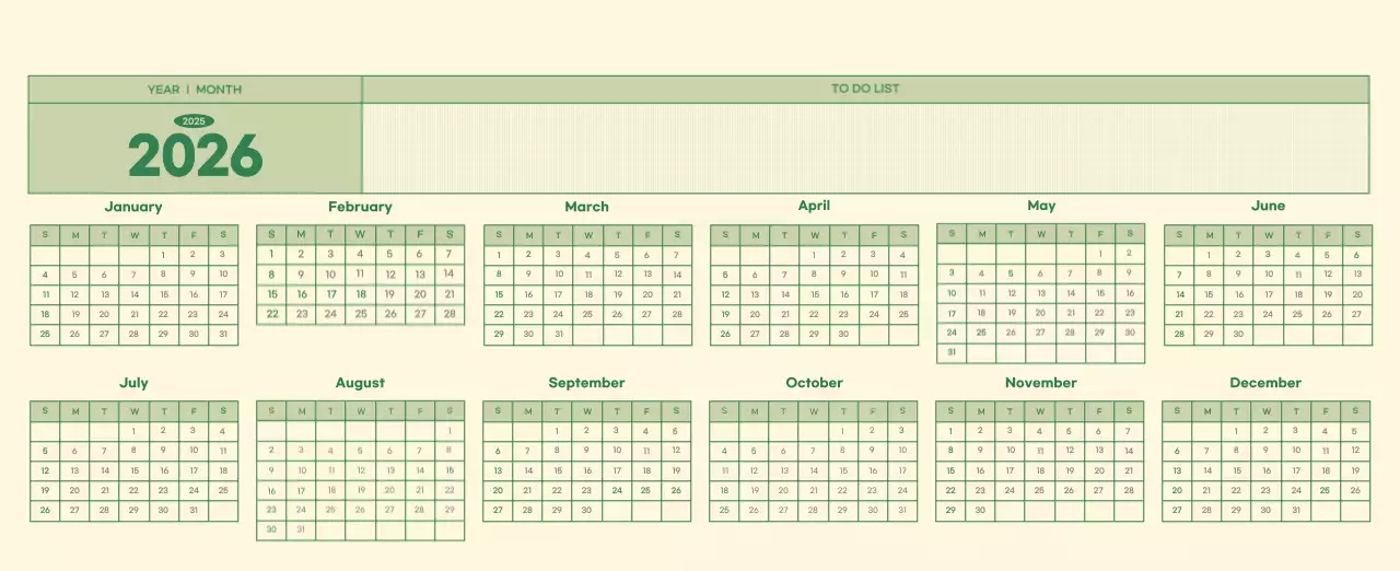 SAT D-Day Notepad Concept Wall Calendar in Green and Light Yellow