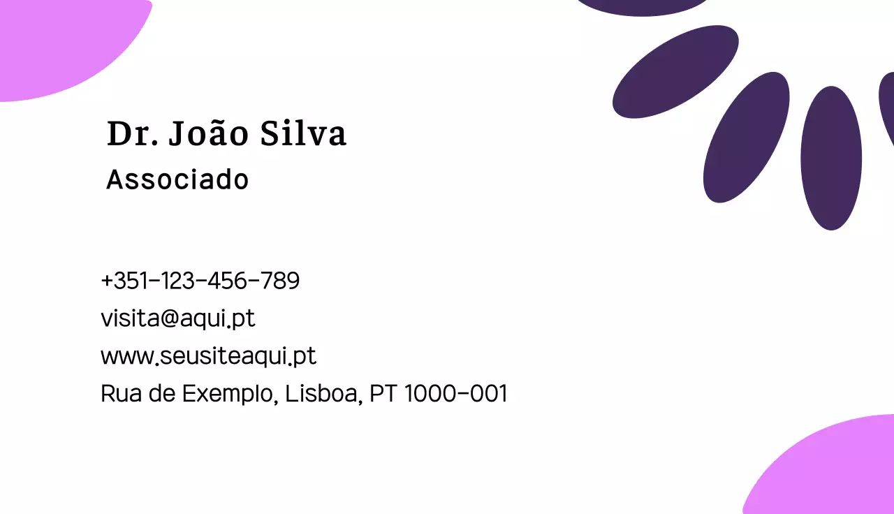 cartão de visita moderno roxo