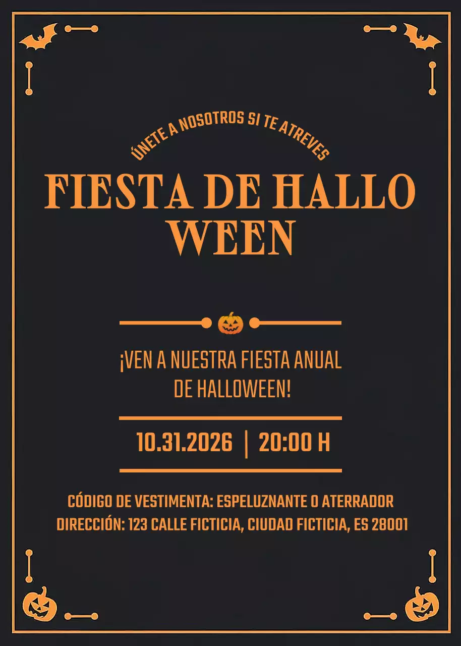 Invitación de Halloween negra y espeluznante