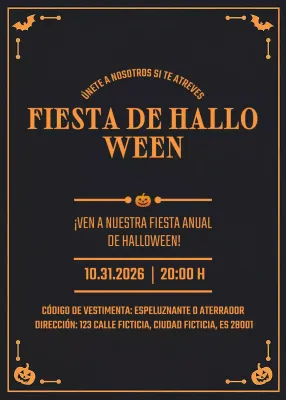 Invitación de Halloween negra y espeluznante
