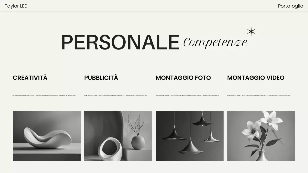 portfolio fotografico nero moderno