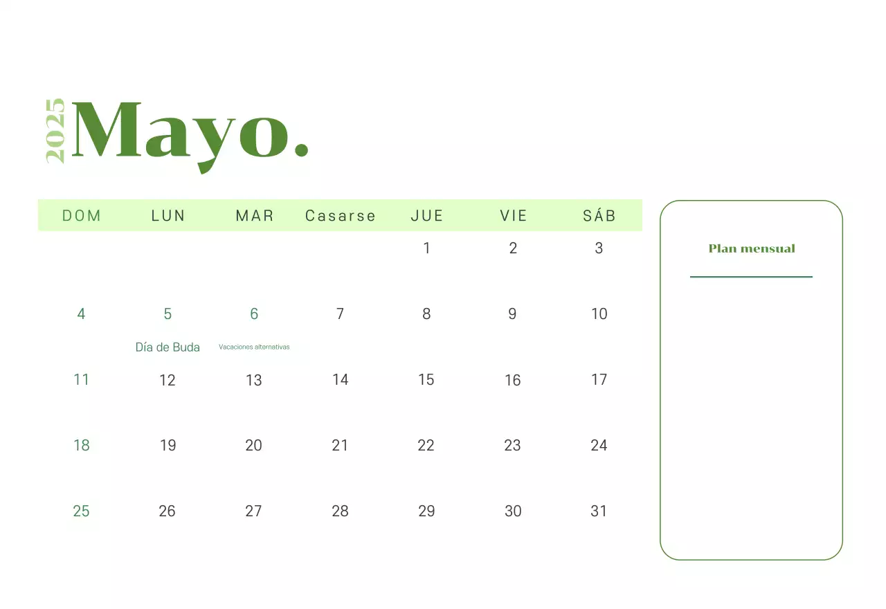 Calendario con ilustraciones juveniles sobre fondo amarillo verdoso
