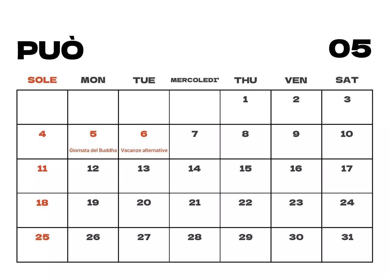 Calendario pulito con foto del cielo