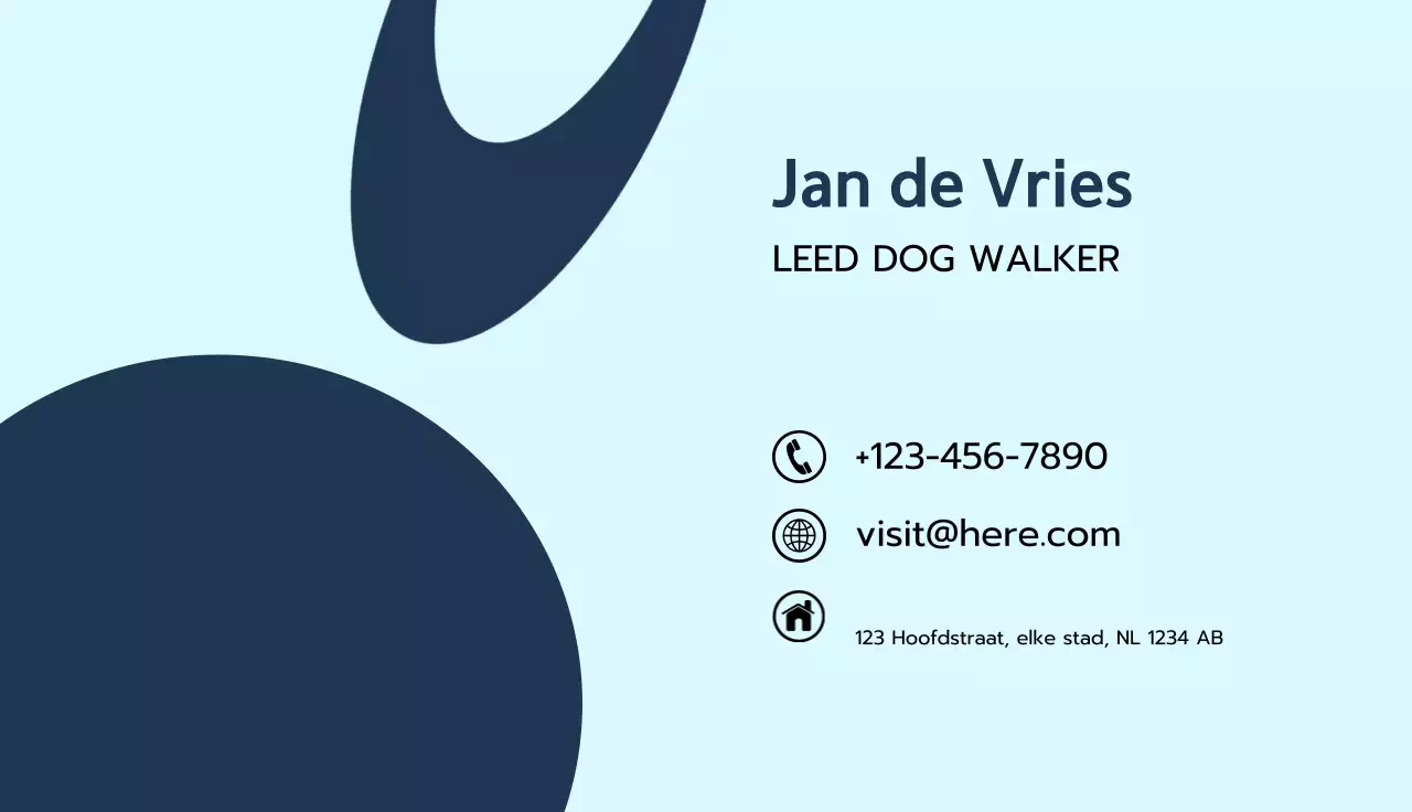 blauw minimalistisch visitekaartje