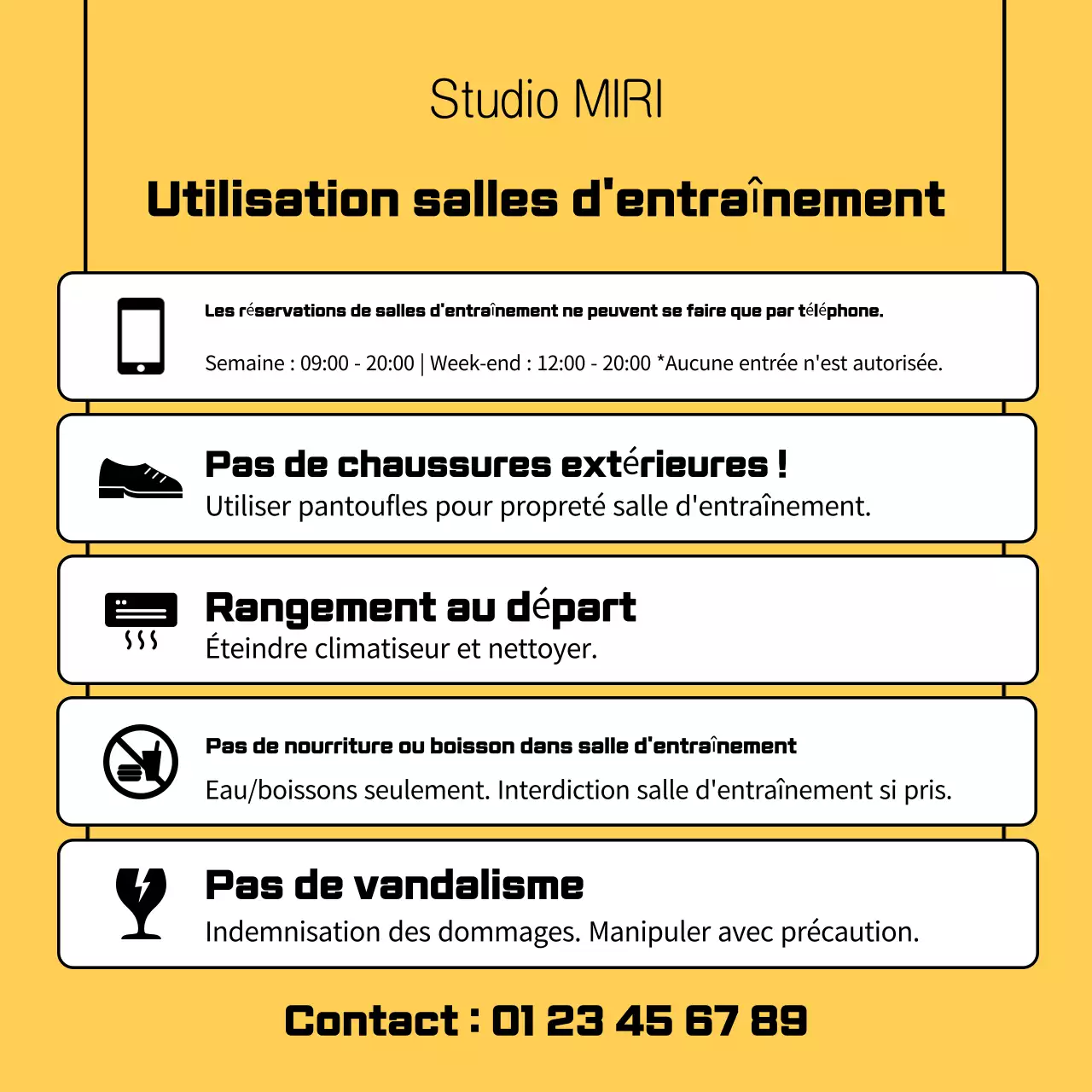 Guide simple de la salle d'entraînement jaune