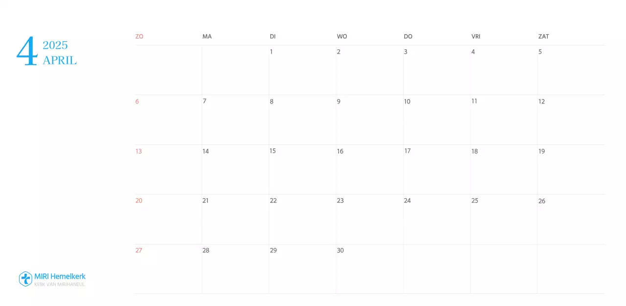 Blauw modern concept kerkkalender