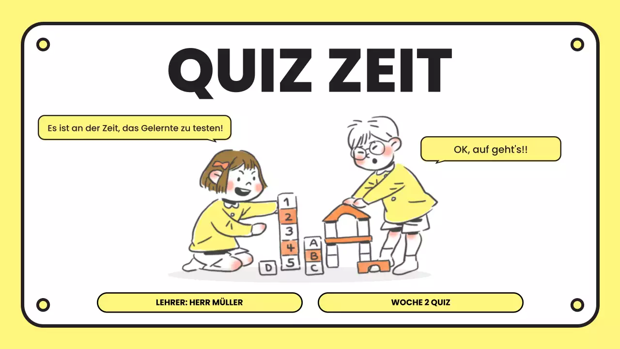 gelbe einfache Quiz-Präsentation