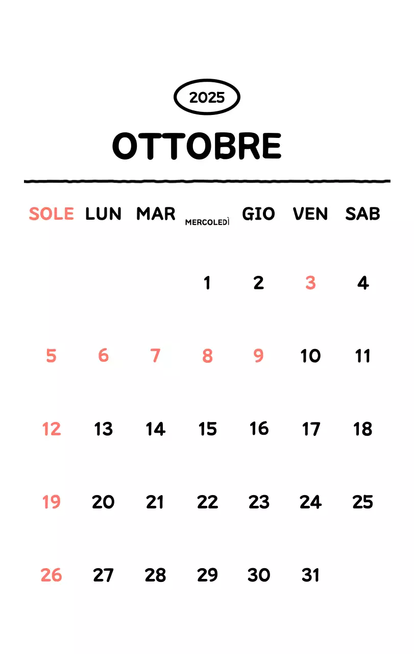 Calendario illustrato con un grazioso stile di linee