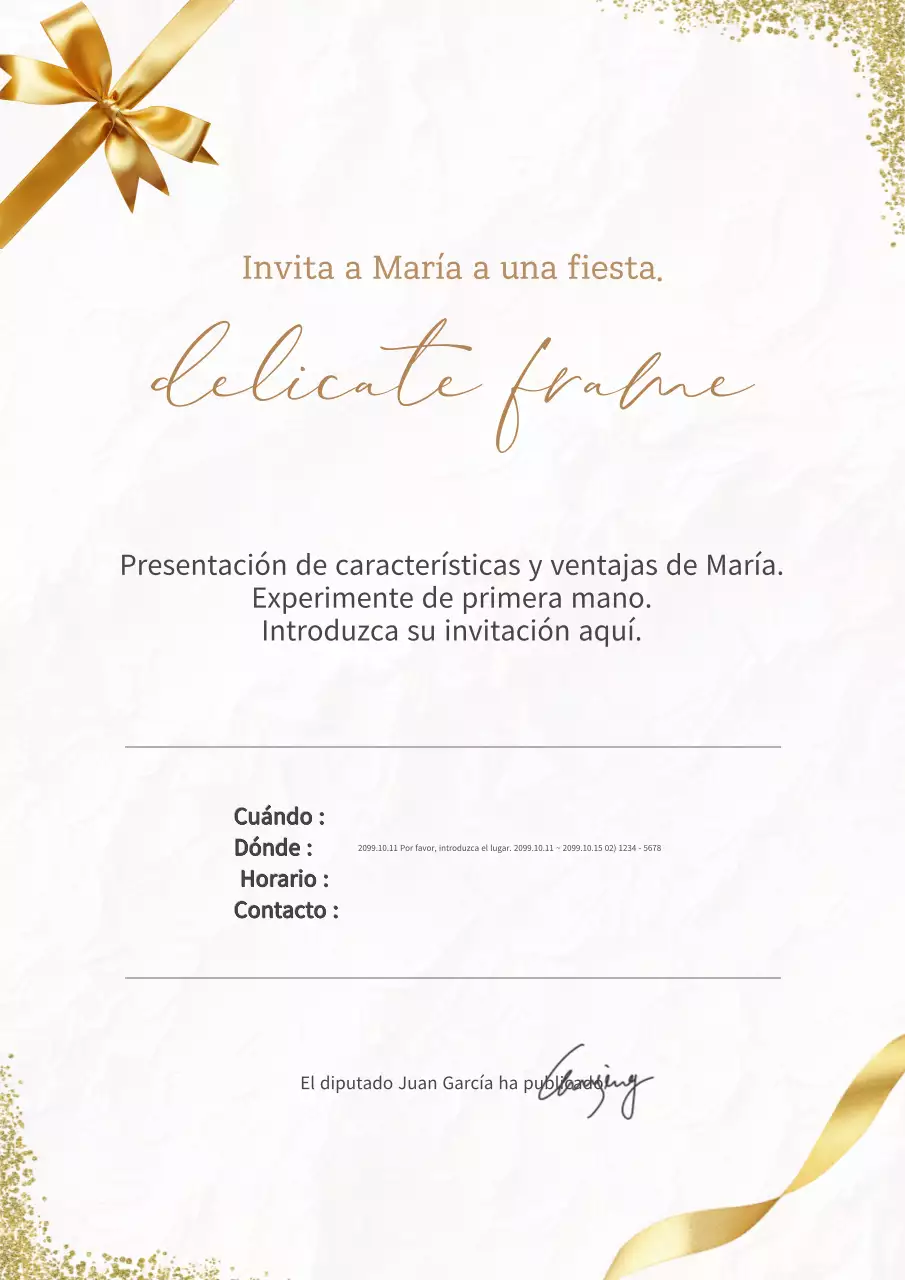 Invitación de fiesta elegante dorada