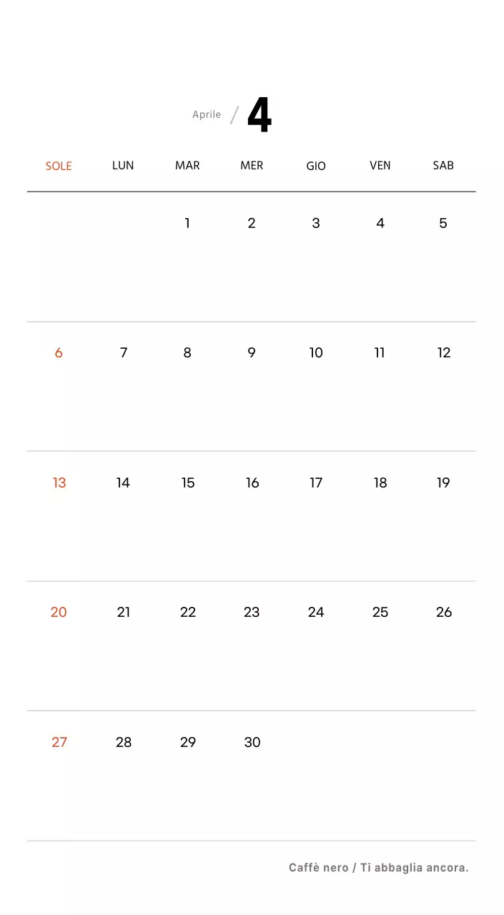 Semplice calendario da tavolo con foto di caffè per bar nei toni del bianco