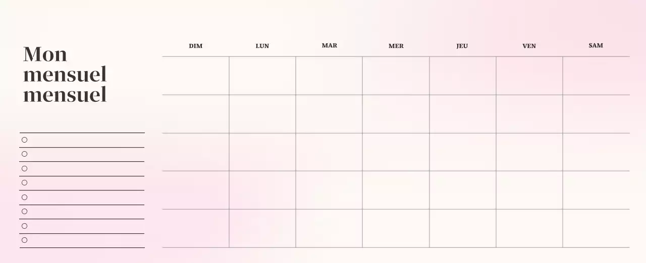 Calendrier minimaliste dégradé