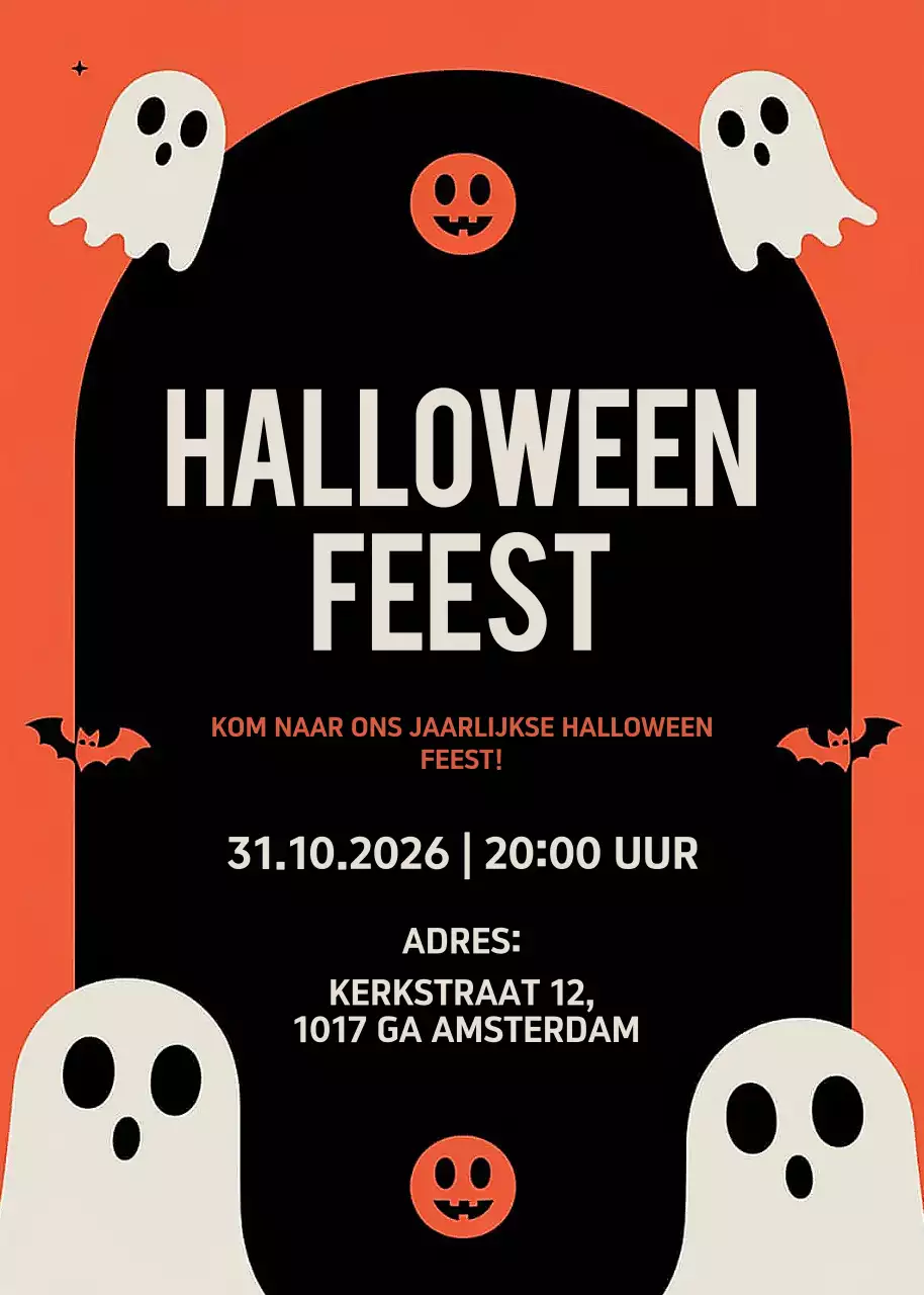 Oranje Retro Halloween Uitnodiging