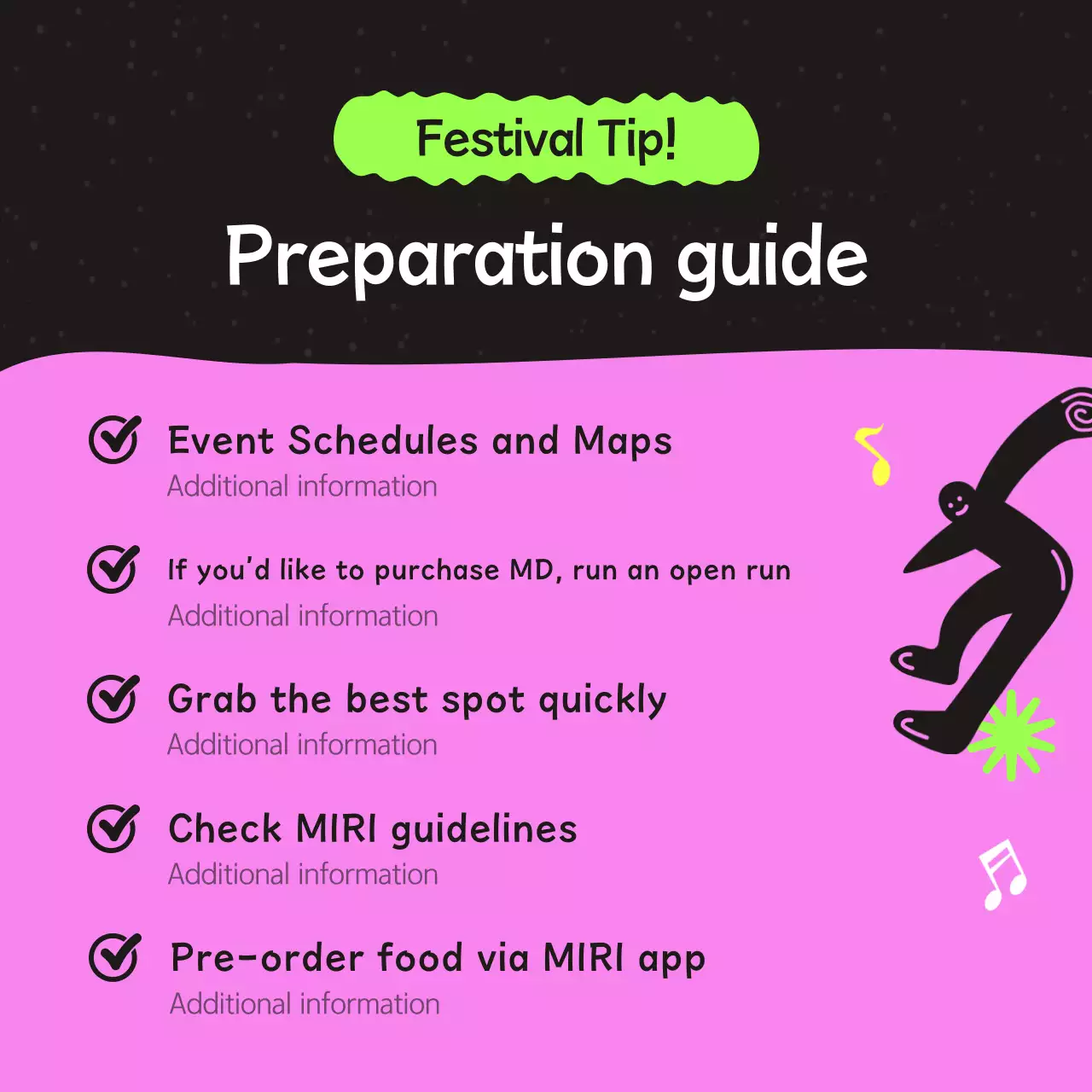 Black Trendy Festival Guide Instagram Carousel