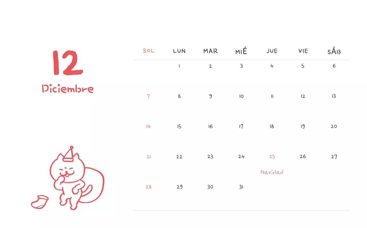 Calendario diario en marfil