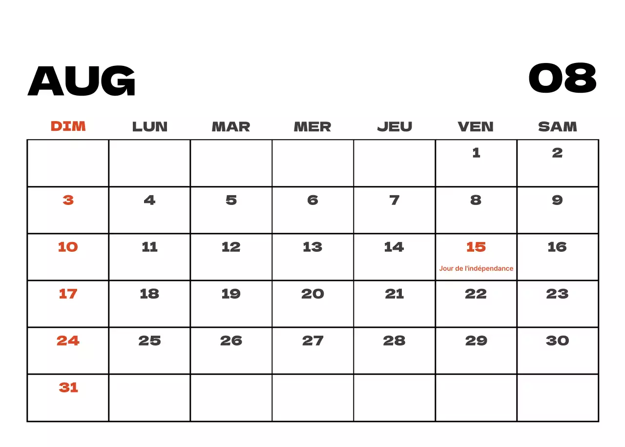 Calendrier de nettoyage des photos du ciel