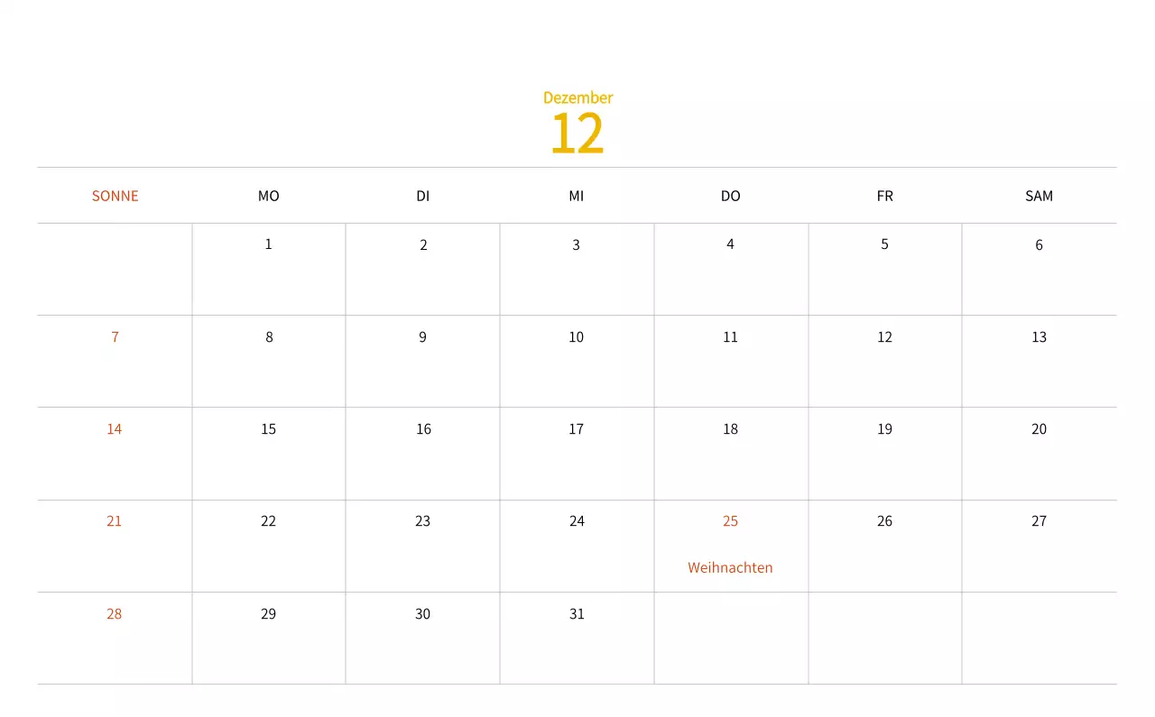 Neujahrskalender mit warmen Illustrationen