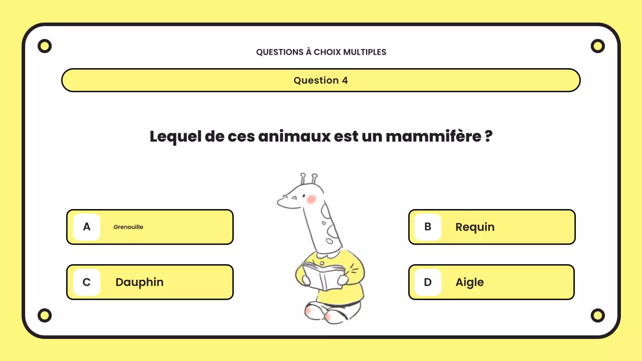 présentation d'un quiz simple en jaune