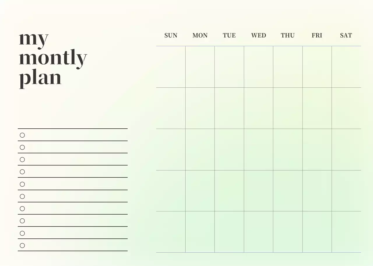 Gradient Minimalist Calendar