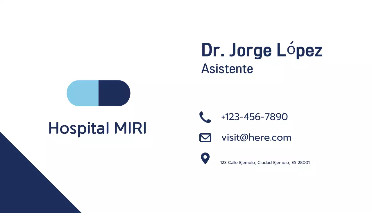 tarjeta azul de hospital moderno