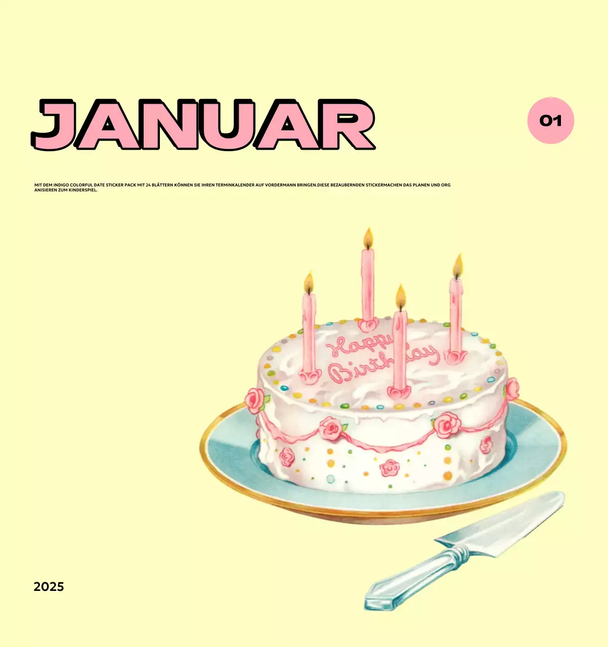 Bunte Kalender mit einer Vielzahl von Retro-Illustrationen