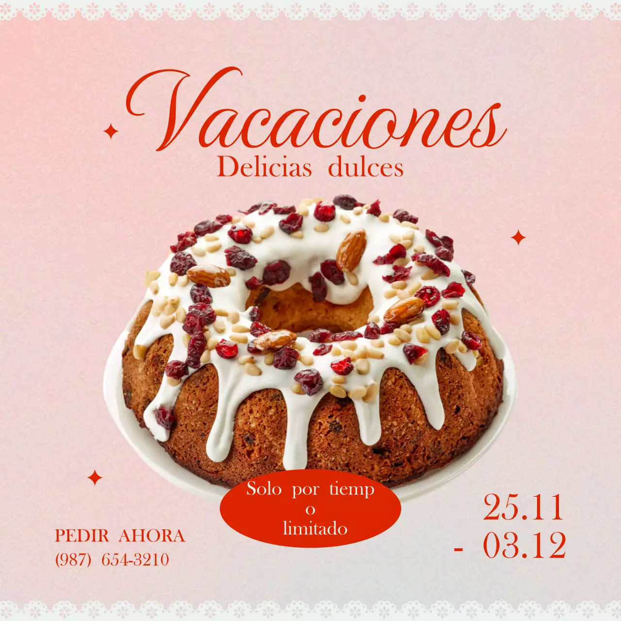 rosa elegante promoción de pastelería navideña