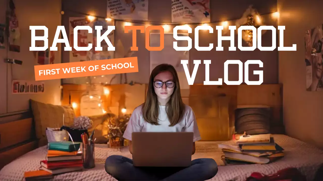 Orange Trendy School Vlog YouTube Thumbnail