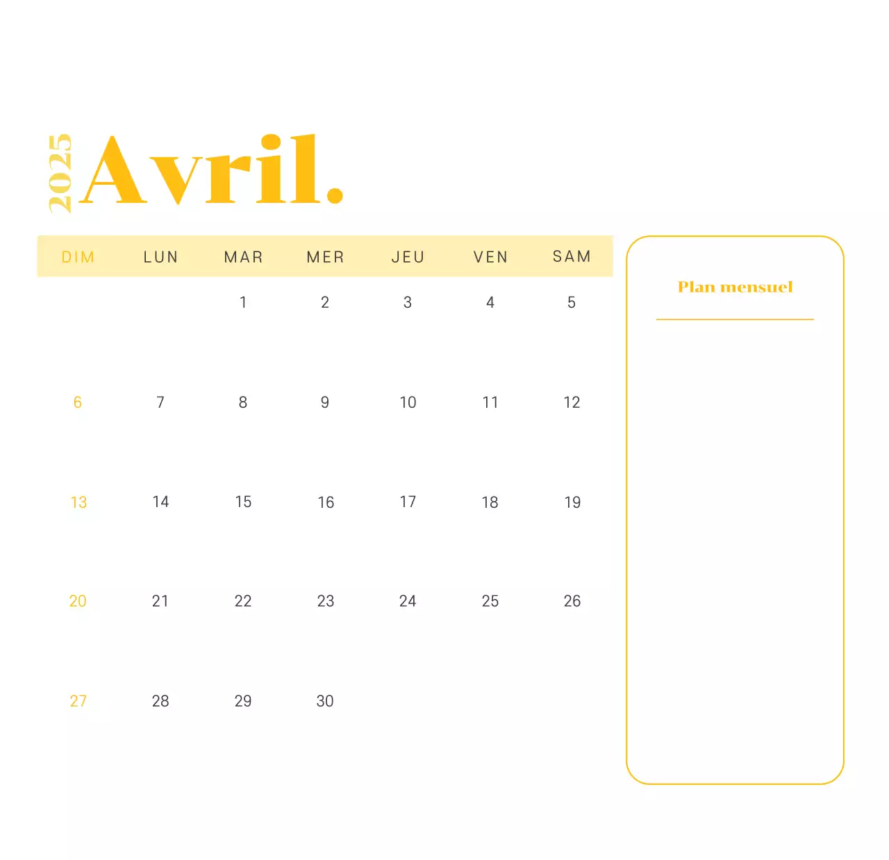 Calendrier avec illustrations de jeunes sur fond jaune-vert