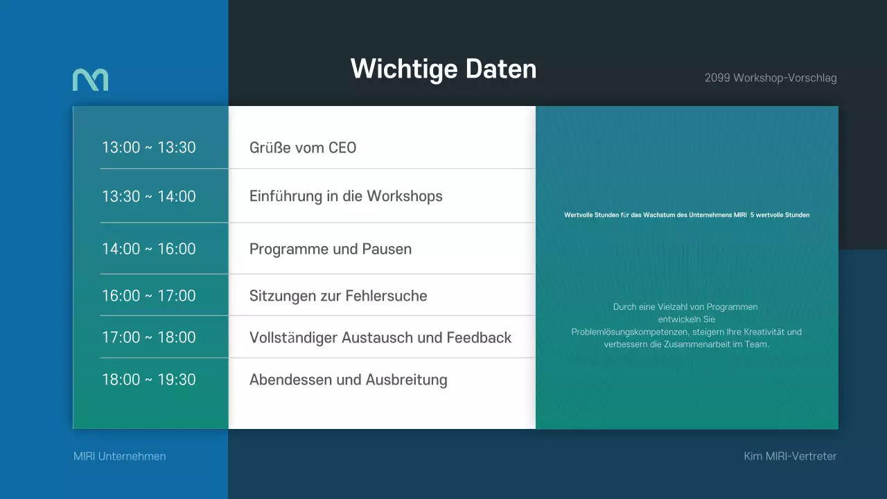 Ein einfacher Workshop-Vorschlag in Blau und Grün