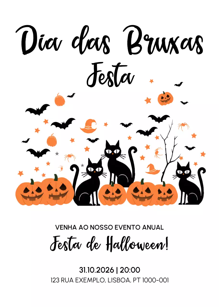 Convite de Halloween laranja retro