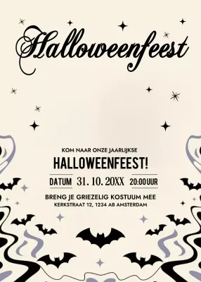 beige vintage Halloween uitnodiging