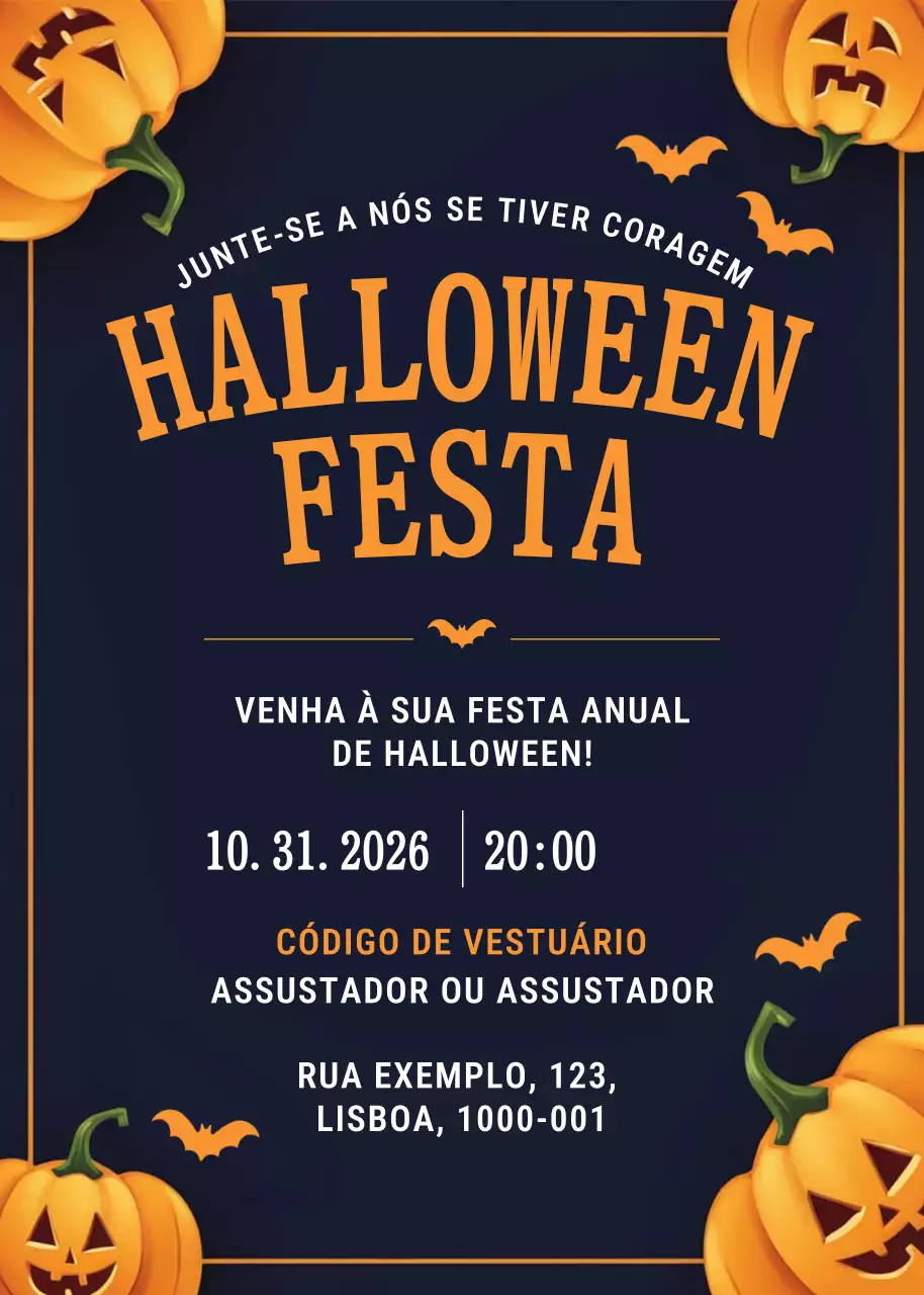 Convite de Halloween Navy Retro