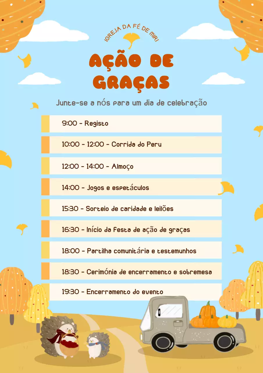 planeador de eventos de Ação de Graças rústico em laranja