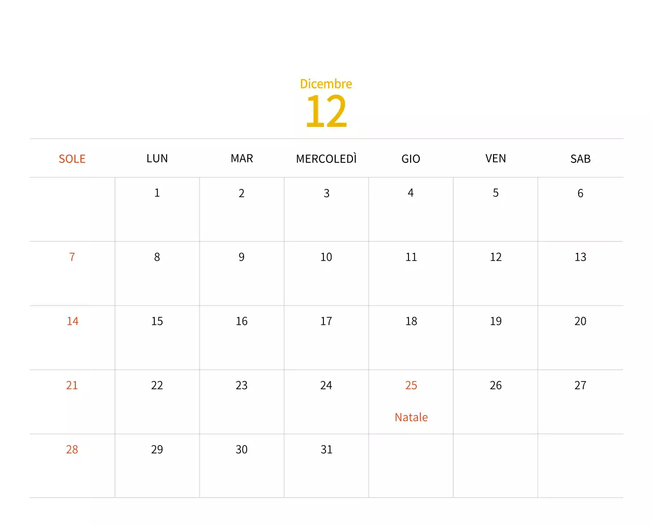 Calendario di Capodanno con una calda illustrazione