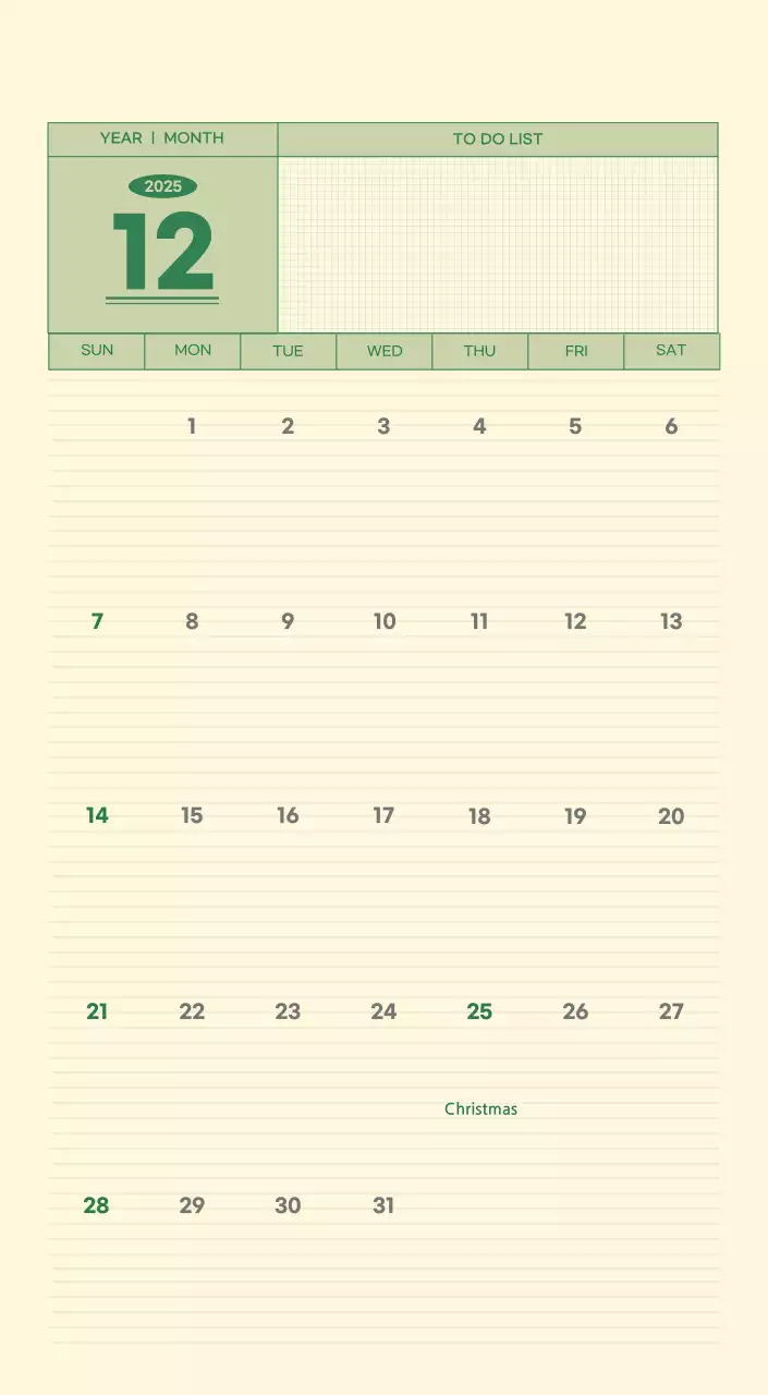 SAT D-Day Notepad Concept Wall Calendar in Green and Light Yellow