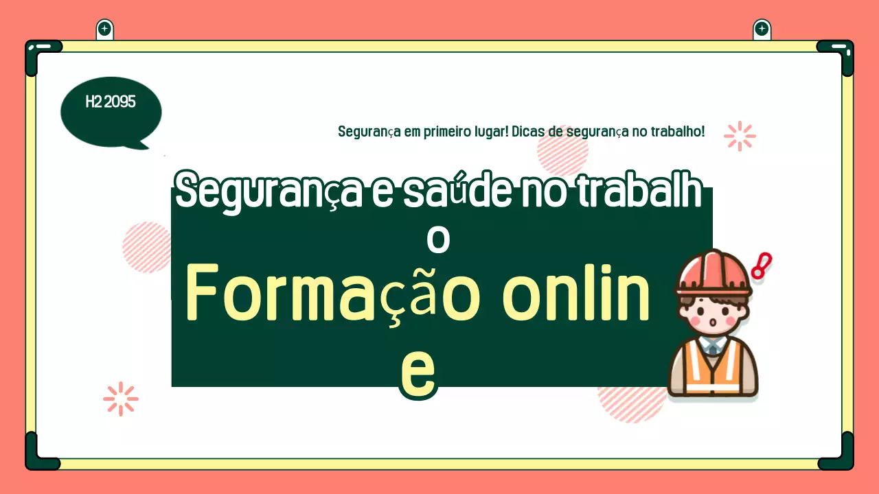 Materiais de formação simples em laranja e verde sobre saúde e segurança