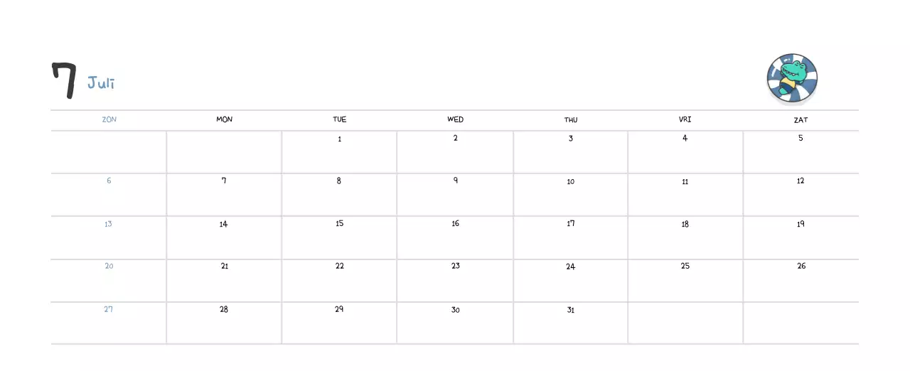 Een kalender met een schattig Ago-illustratieconcept