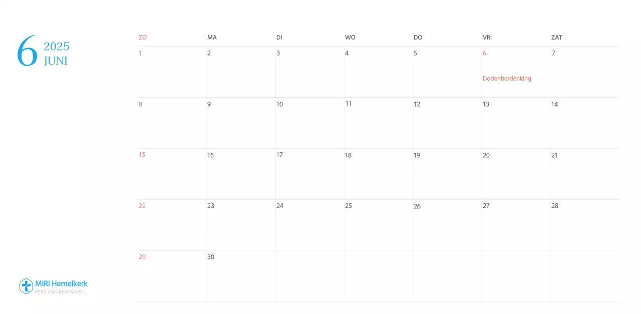 Blauw modern concept kerkkalender