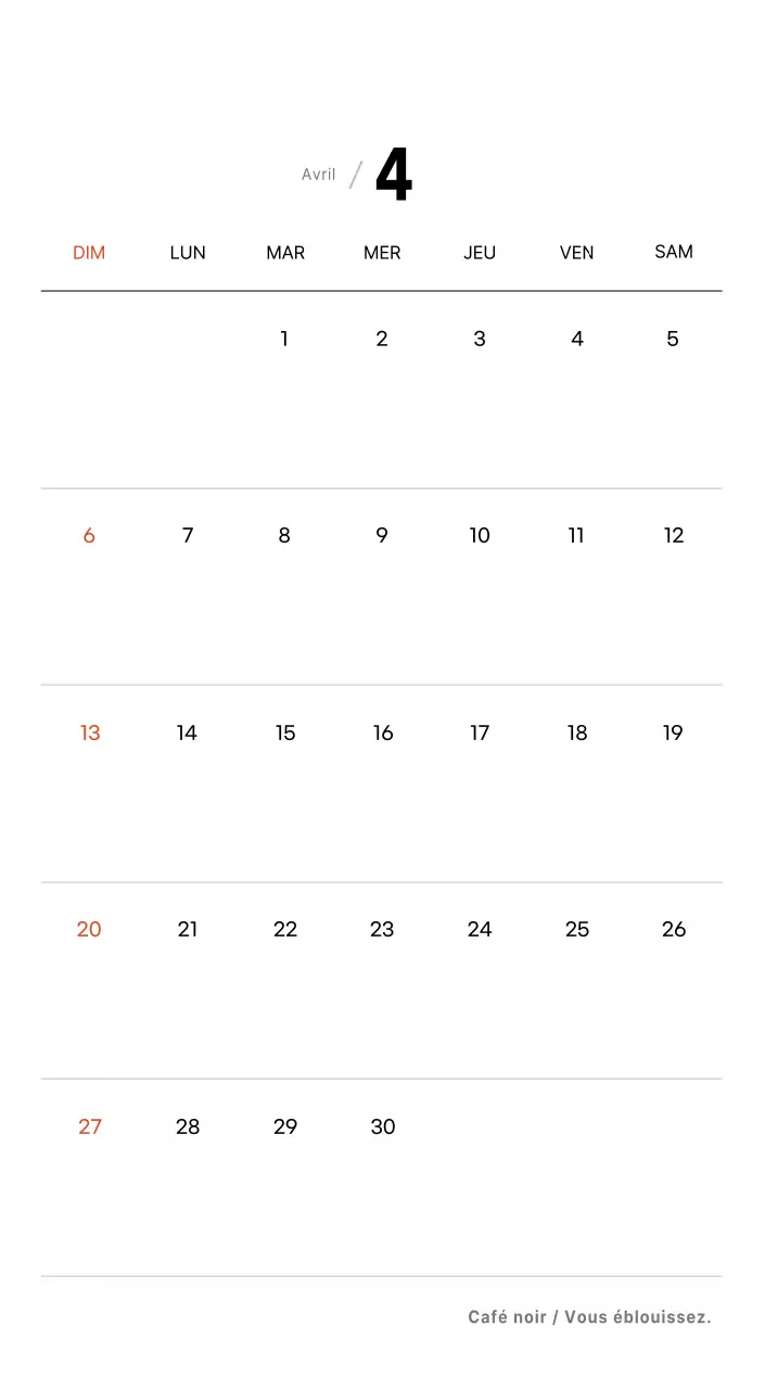 Calendrier de bureau photo simple pour les cafés dans les tons blancs