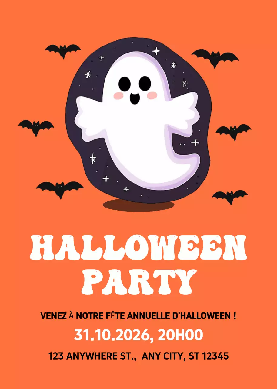 Invitation rétro orange pour Halloween