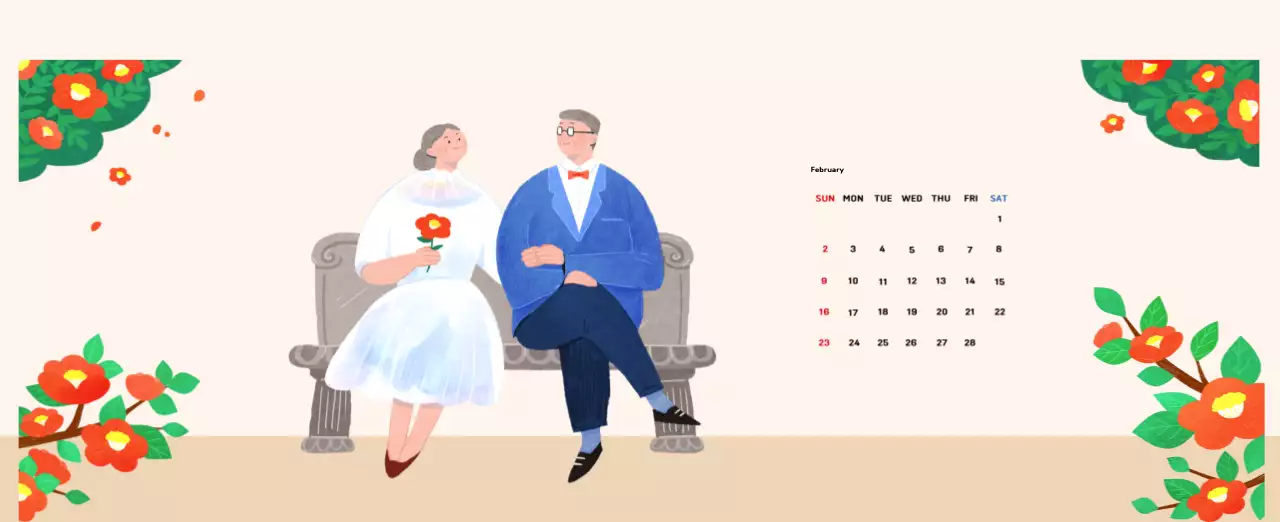New Year's calendar with a warm, illustrated feel
