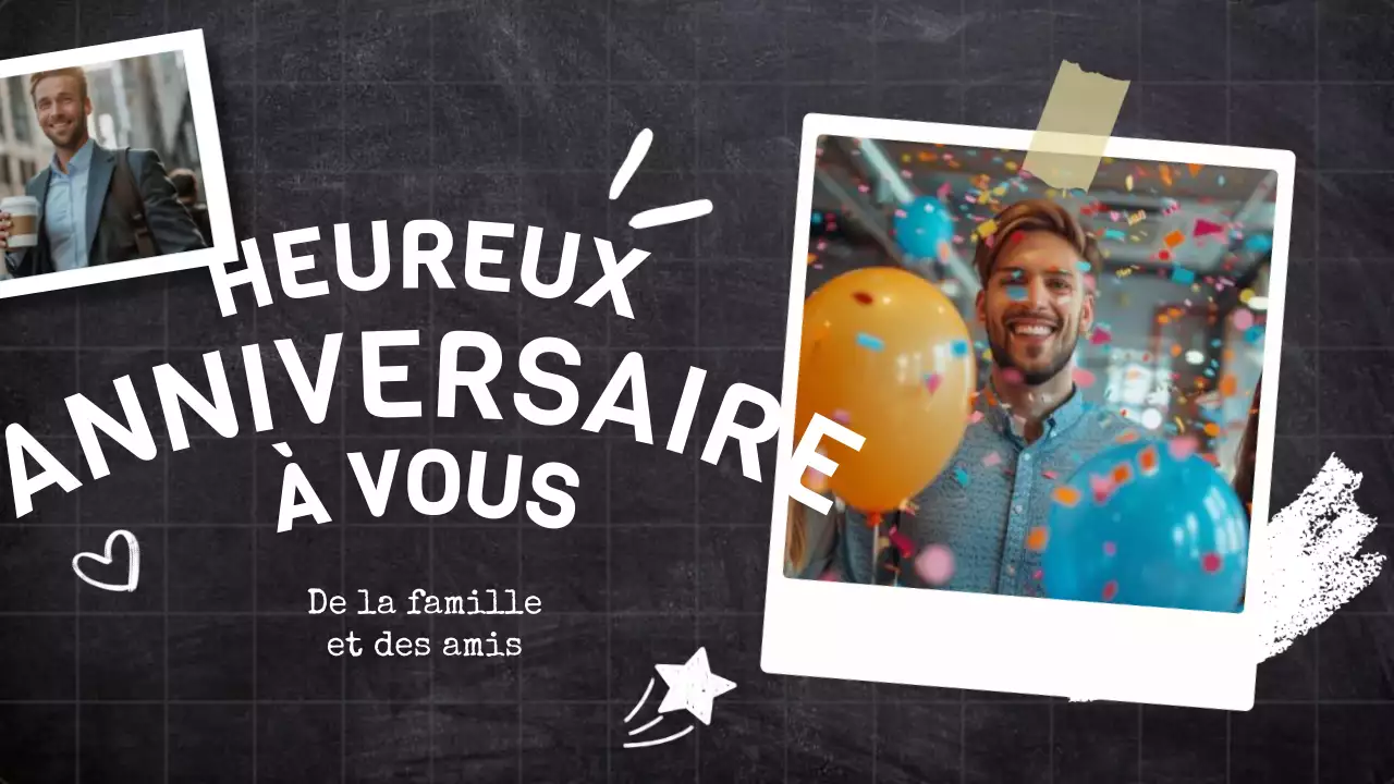 Présentation d'anniversaire tendance noire