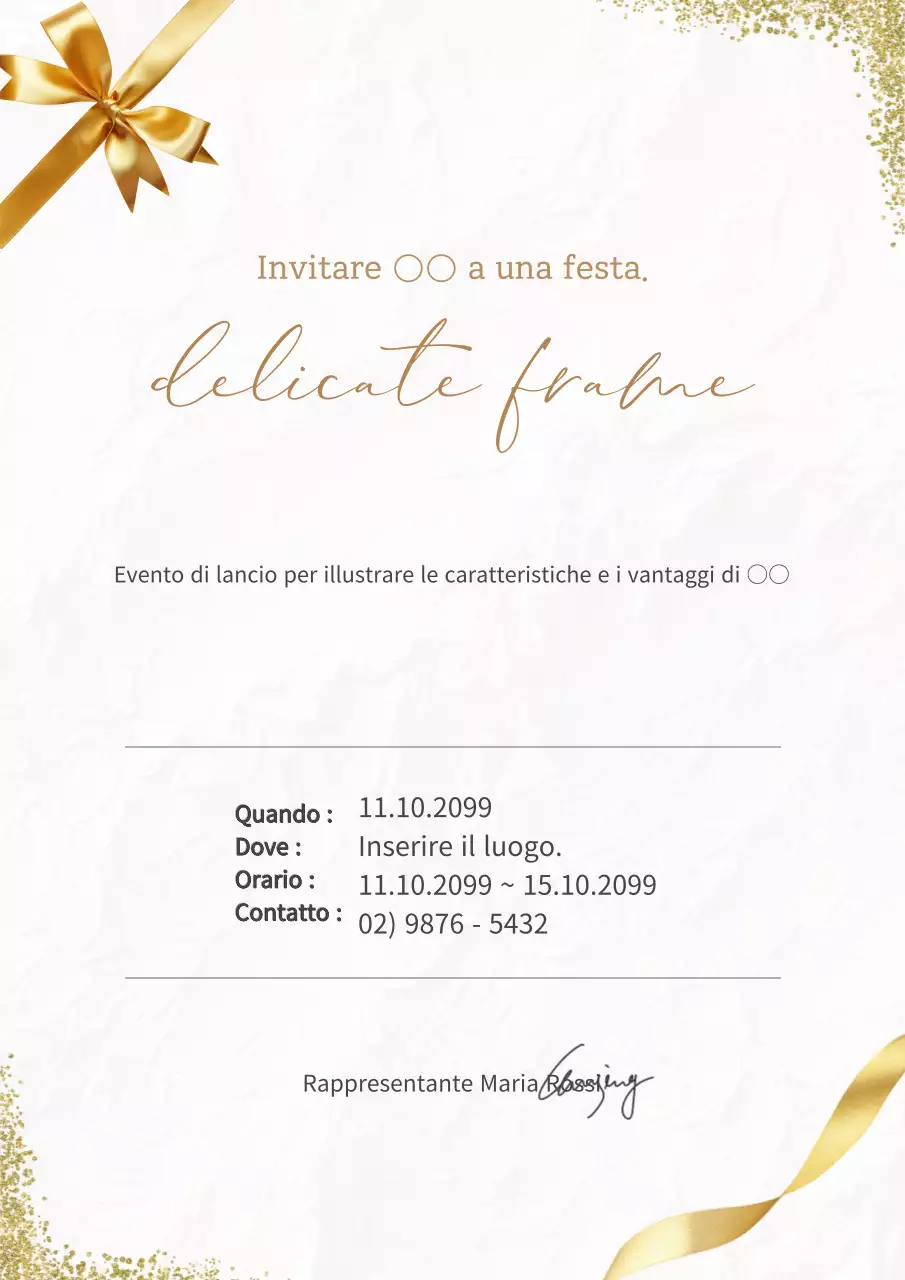 Invito a una festa elegante in oro